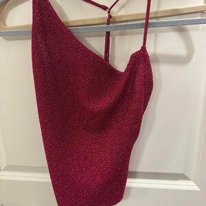 White Fox Boutique Burgundy Asymmetrical Top